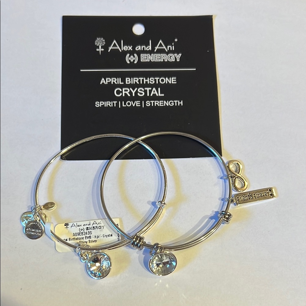 Alex and Ani Silver Crystal Birthstone Bracelet Set